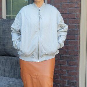 Zara XS Light Grey Water Repellent Bomber Jacket Zipped Sleeves